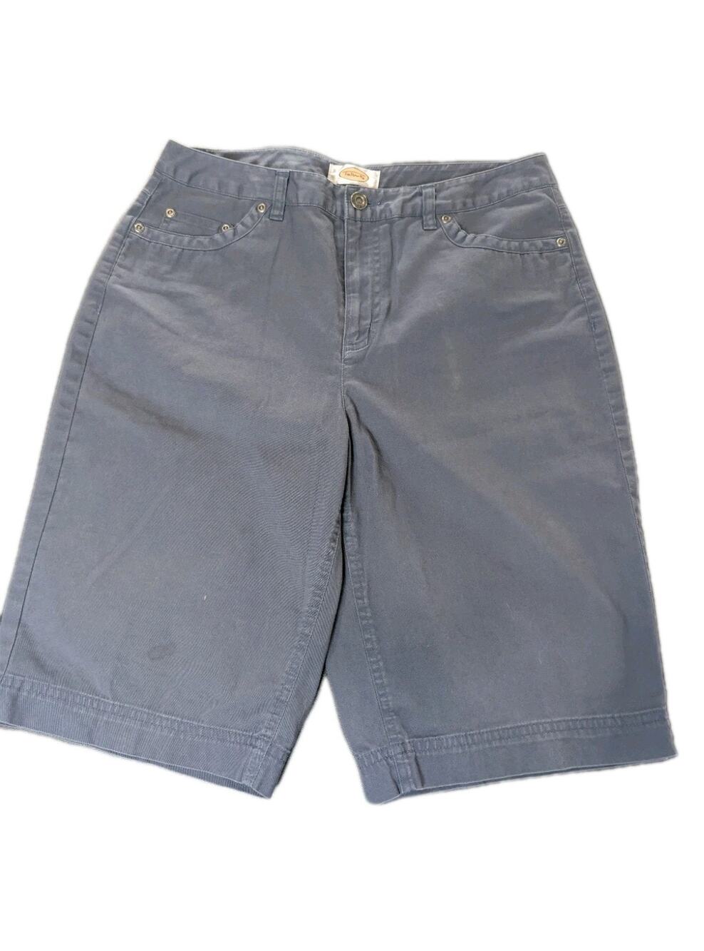 Talbots Shorts Navy Blue Chinos Mid-Rise Women's Size 8 Medium Bermuda Stretchy